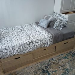 Twin Size Bed With Storage Drawers 