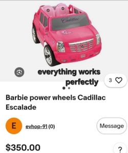 Power Wheels® Barbie™ Cadillac® Escalade™ with real Radio $150