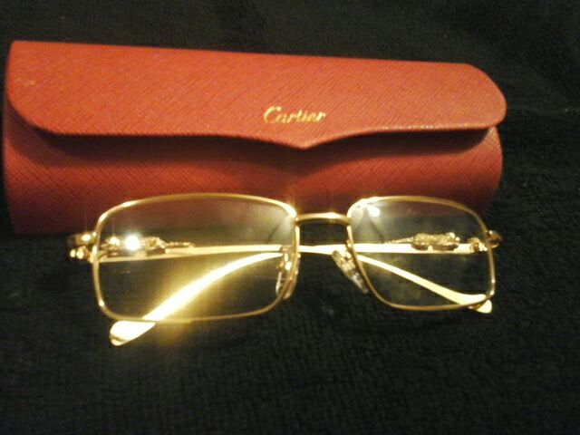 Cartier Gold Exclusive Eyeglass Frames Vintage with Cheetah on sides Heavy