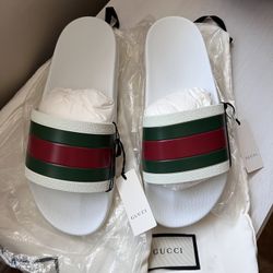 White Gucci Slides