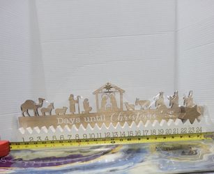 NEW White Wood Countdown to Christmas Wooden Nativity Advent Calendar With Star HOBBY LOBBY
