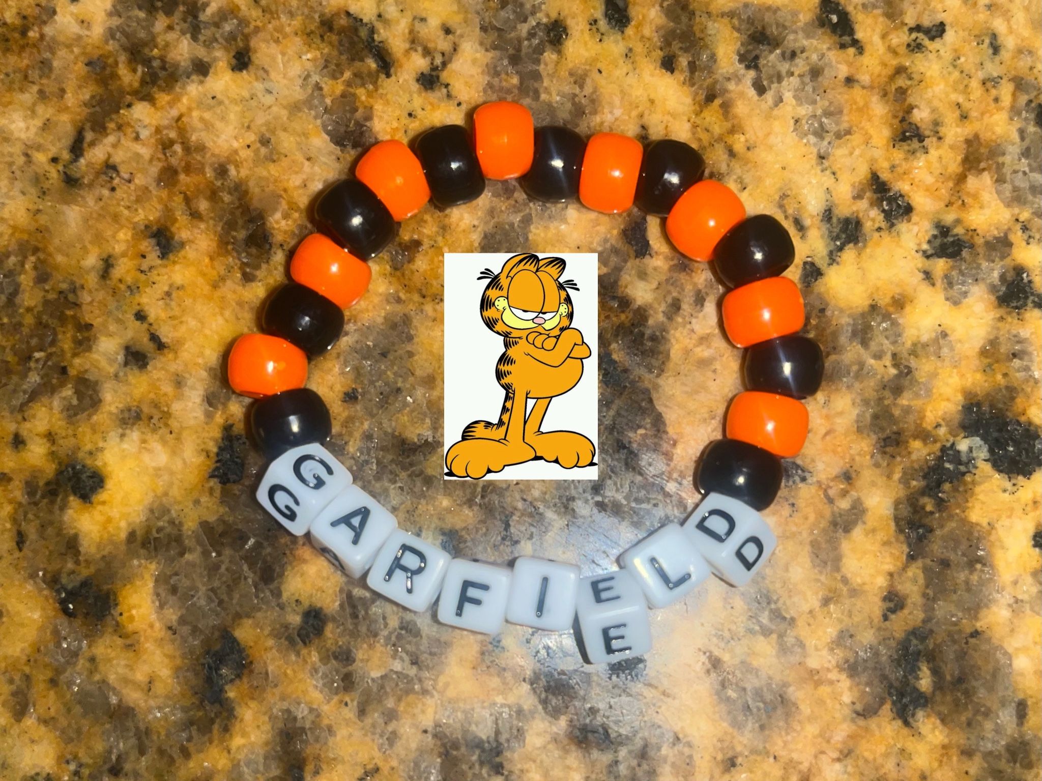 Handmade Garfield Themed Beads Bracelet
