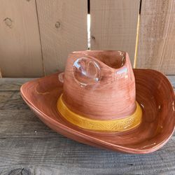Vintage ceramic cowboy hat chip and dip bowl