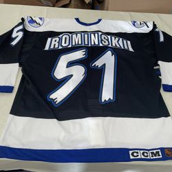 Authentic Dale Rominski Tampa Bay Lightning Jersey Mic Clean Nwot 1999 Black Pro