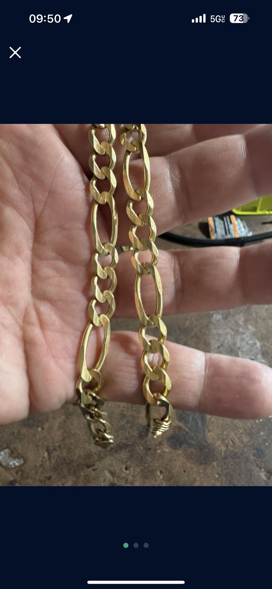 14k Gold Figaro Chain And 3.5 Inch 10k Cross