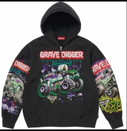 Supreme Grave Digger Bones zip up hoodie