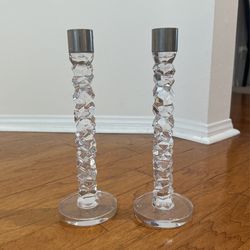 Orrefors Carat Candleholders Pair