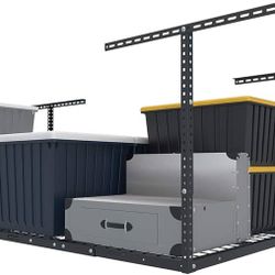 3x6 Overhead Garage Storage Adjustable Ceiling Rack 72" Length x 36" Width x 40" Height, 450lbs Weight Capacity, Black, Classic Series