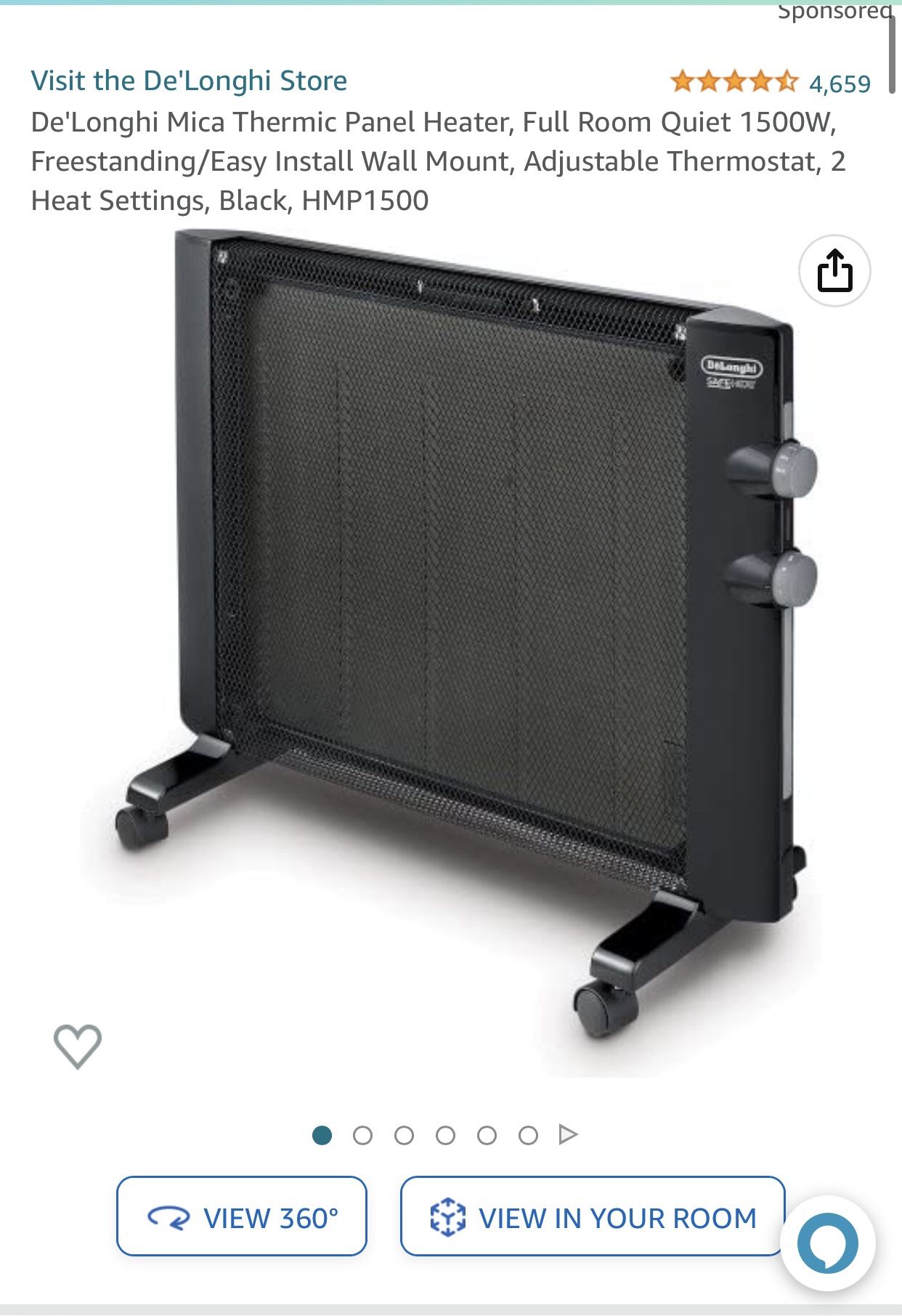 Adjustable Thermostat Hmp1500 De'Longhi Mica Thermic Panel Heater