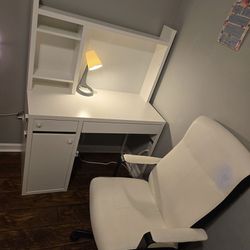 Desk, Chair, And Lamp