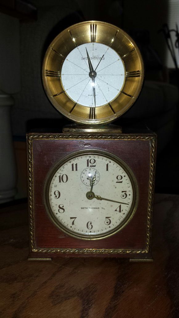 Antique clocks working Swiza Sheffield and Seth Thomas