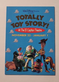 TOY STORY: 1995 Skybox #Toy Story Promo Card  - Totally  Toy Story! At The El Capitan Theatre