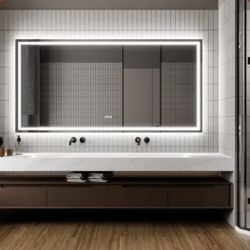 LED MIRROR 80” x 40” Touch Button Bathroom Vanity Mirror Switchable Color LED with Defogger