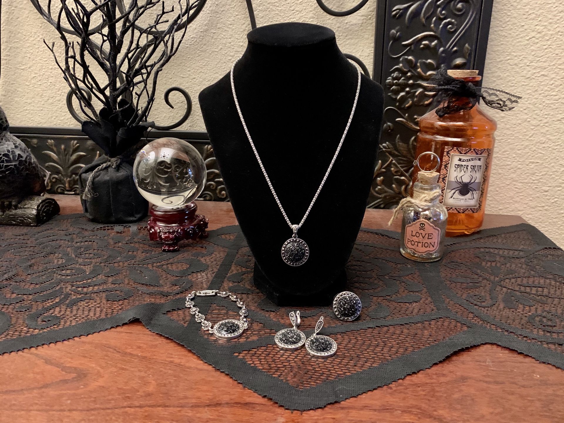 Crystal Druzy Stone Stainless Steel Jewelry Set