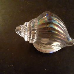 GORGEOUS Fenton Iridescent Art Glass 5" Conch Shell Paperweight.
