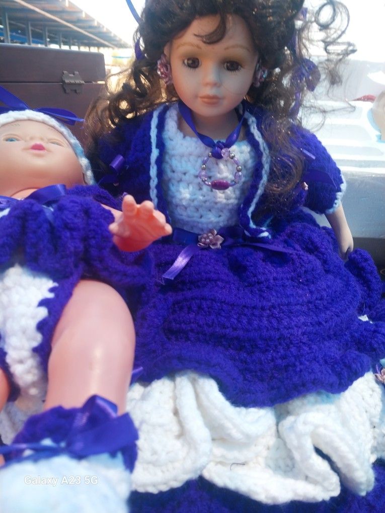 Beautiful Doll With Baby Handmade Outfits