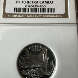 2008-S Silver Arizona State Quarter - NGC PF 70 Ultra Cameo (Perfect Grade)