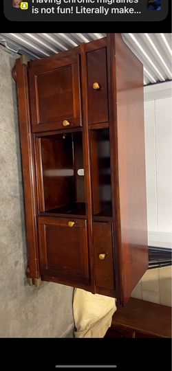 dark cherry wood media console
