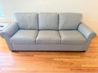 Leather gray sofa.