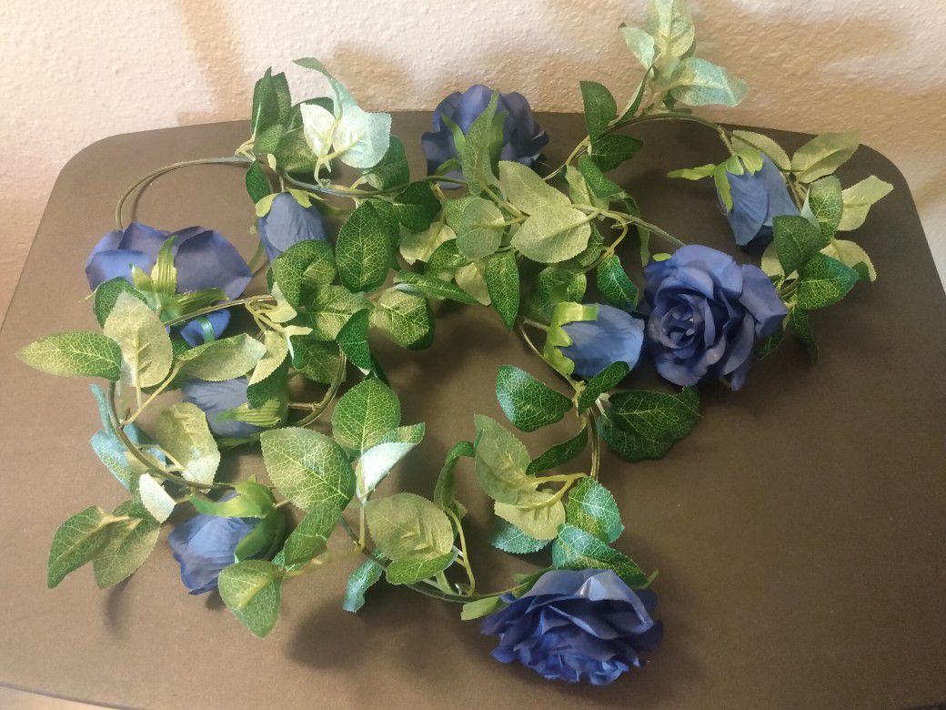 Greenery with Blue Roses
