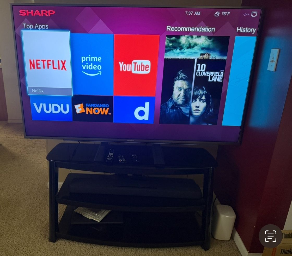 65” Smart Sharp Tv and Tv Stand