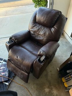 Brown Massage Recliner Chair with Cup Holders