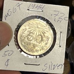 Cincuenta Centavos Plata 0.720 Ley ,50 Cents Resplandor 