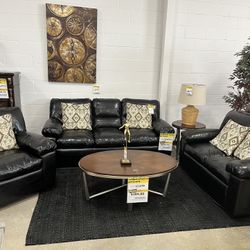 3 Pcs Leather Sofa Set
