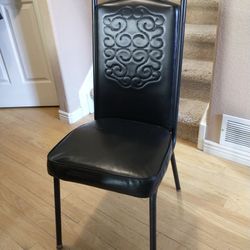 Black Leather/ Metal Chairs Set Of 4