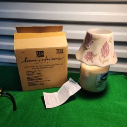 NEW VINTAGE Home Interiors Hyacynth Flowers  Butterflies Candle Shade Jar Topper