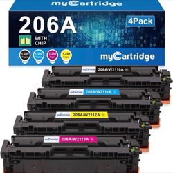 206A Toner Cartridges 4 Pack (with Chip) Compatible Replacement for HP