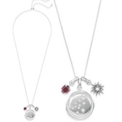 New KENDRA SCOTT Rhodium Plated Aquarius Charm Necklace Berry Glass.
