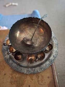 Vintage siler-plated punch bowl set