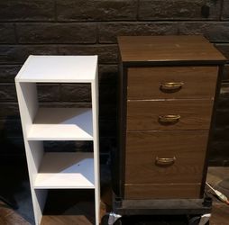 White Bookshelf And side Table Drawer