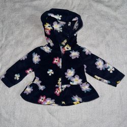Carter’s Baby Girl Newborn Infant Blue Flower Fleece Zip up Hoodie Jacket