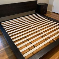 Kind size bed frame and nightstand (hardwood)