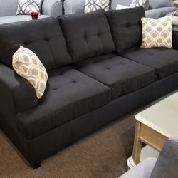 Brand New 84" Black Linen Sofa