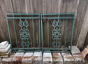 Vintage Wrought Iron Architectural Panels Garden Trellises - 4 Matching Pieces