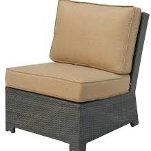 Outdoor Wicker Armless Chairs with Cushions, Brown