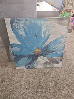 Blue Floral Canvas 30×30