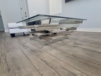 Glass Coffee Table W/ Chrome Base