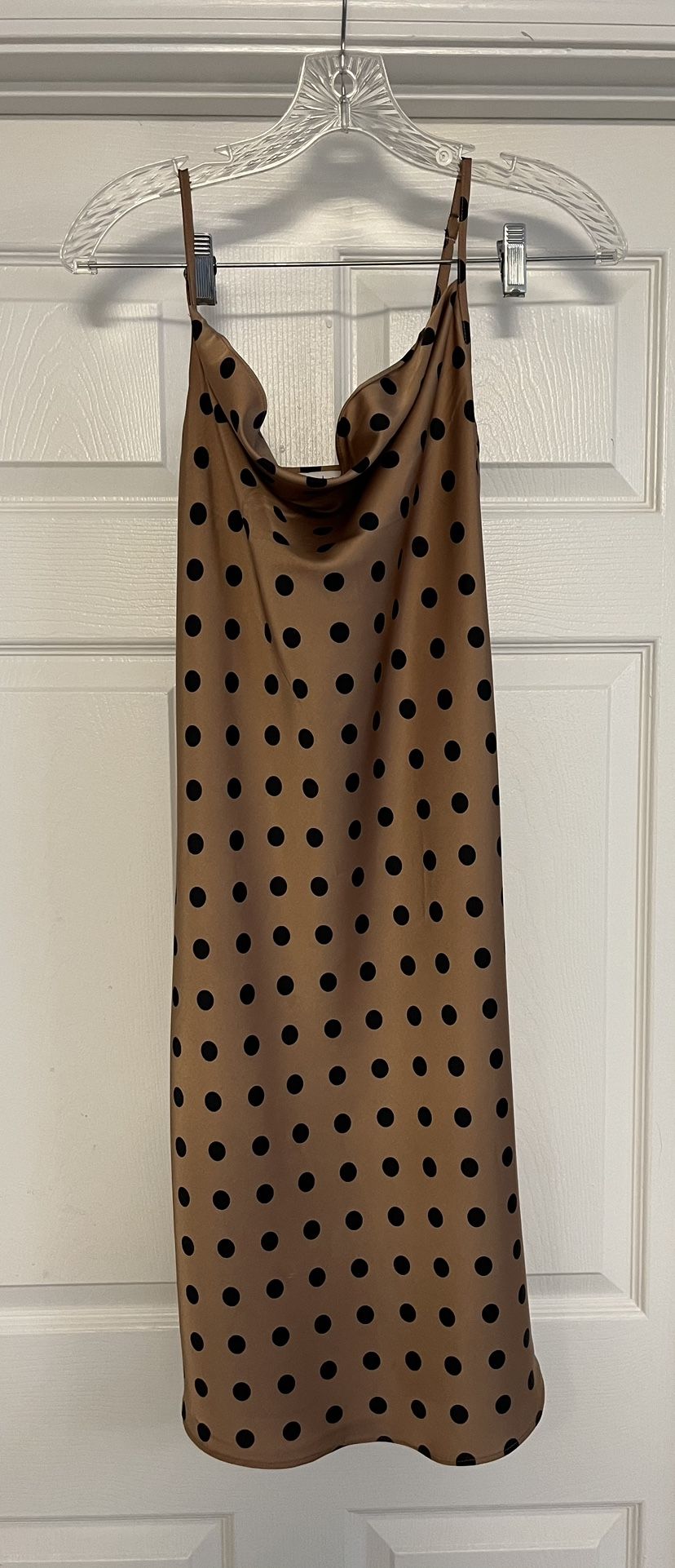 Nicole Miller New York Dress Brown With White Polka Dot