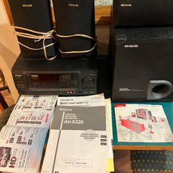 Aiwa Receiver, Surround Sound System, Base Boxi
