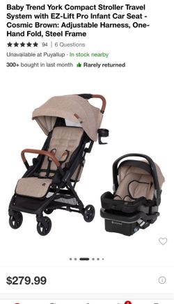 Baby Trend York Compact Stroller Travel System EZ-Lift Pro, Beige/Black