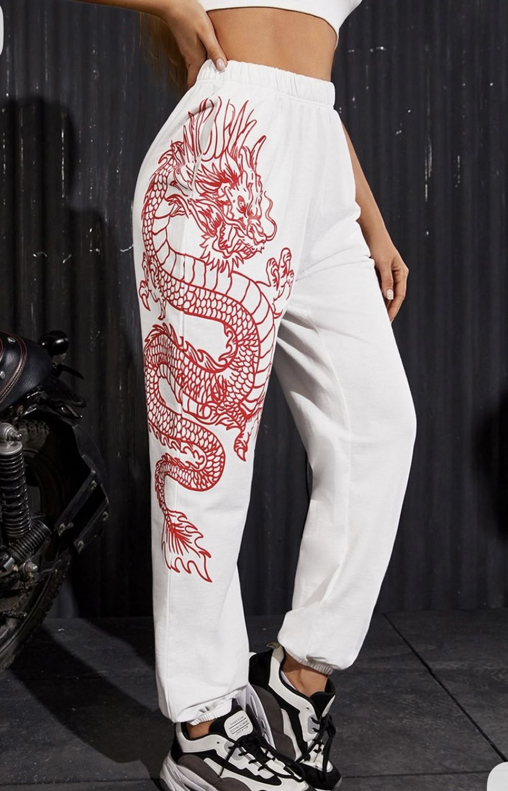 White Joggers With Dragon Print And 2 T-shirts $10