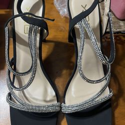 Rhinestone Black Heels 