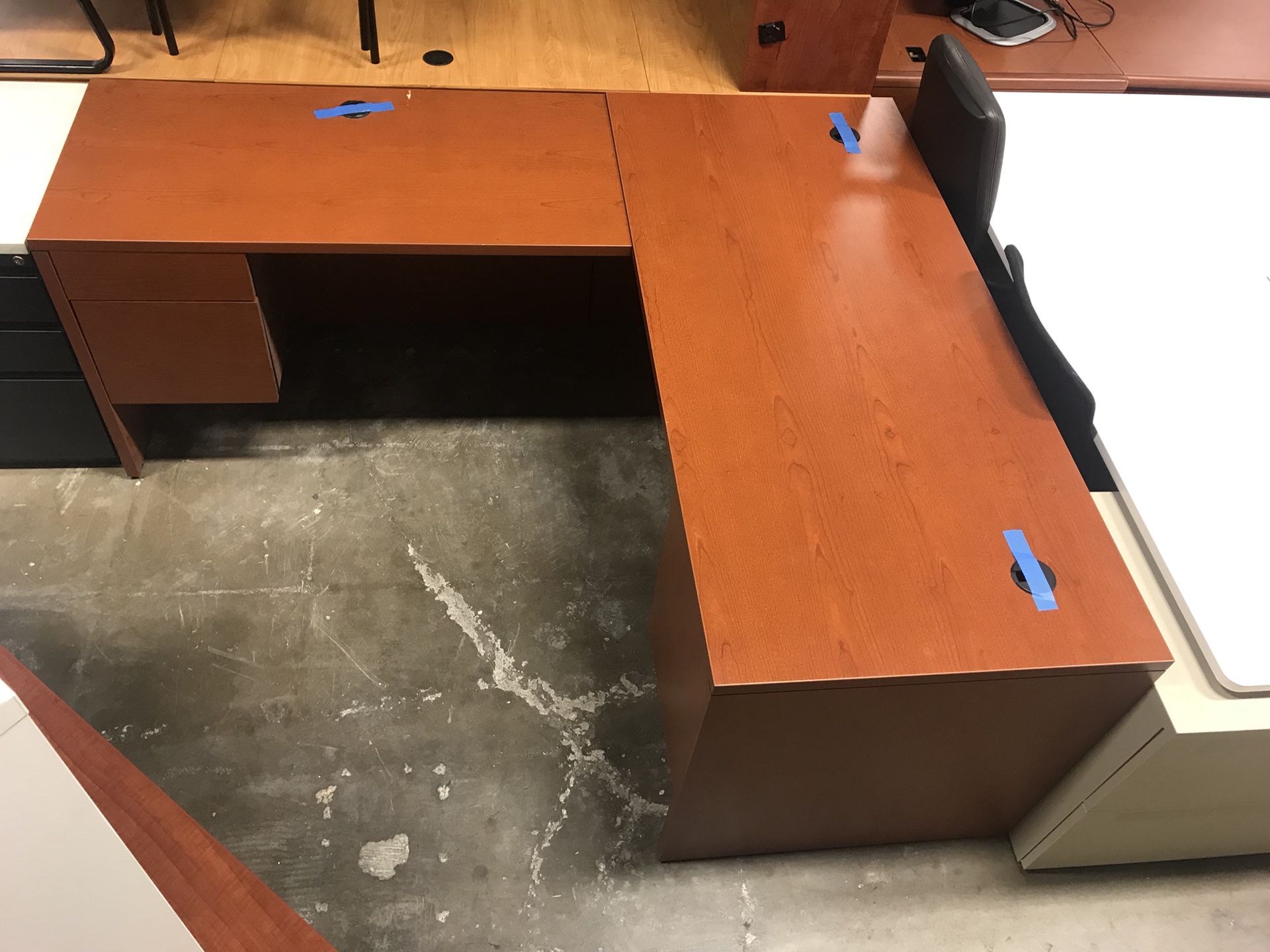 L Shape desk made by HON office desk