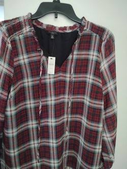 Talbots Plaid Long Sleeve Blouse