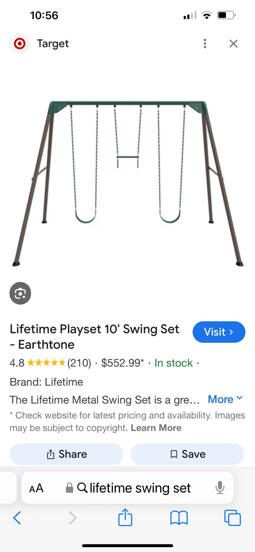 Lifetime Swing set
