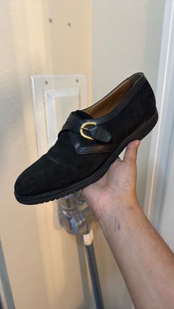 Santoni Classico monk strap black - suede leather size 10.5 m